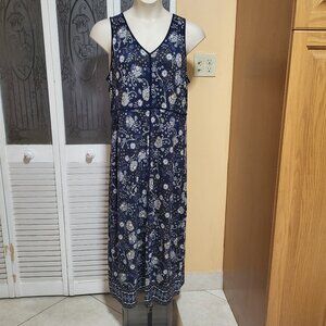 J. Jill Women's Blue Floral Sleeveless Racerback Dress